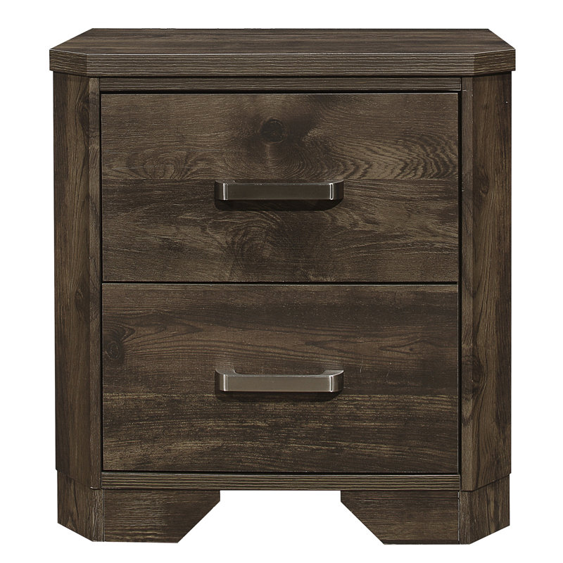 Table de chevet de style rustique avec poignées en métal Rustic Brown