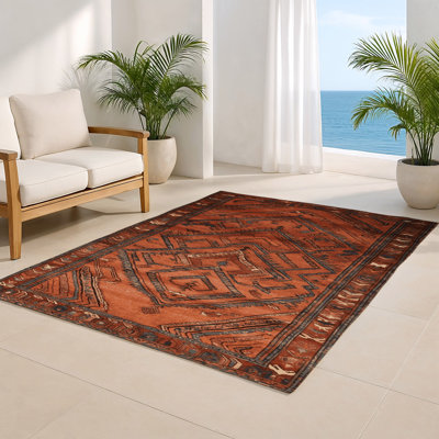 Tapis d'intérieur et d'extérieur brun Persian