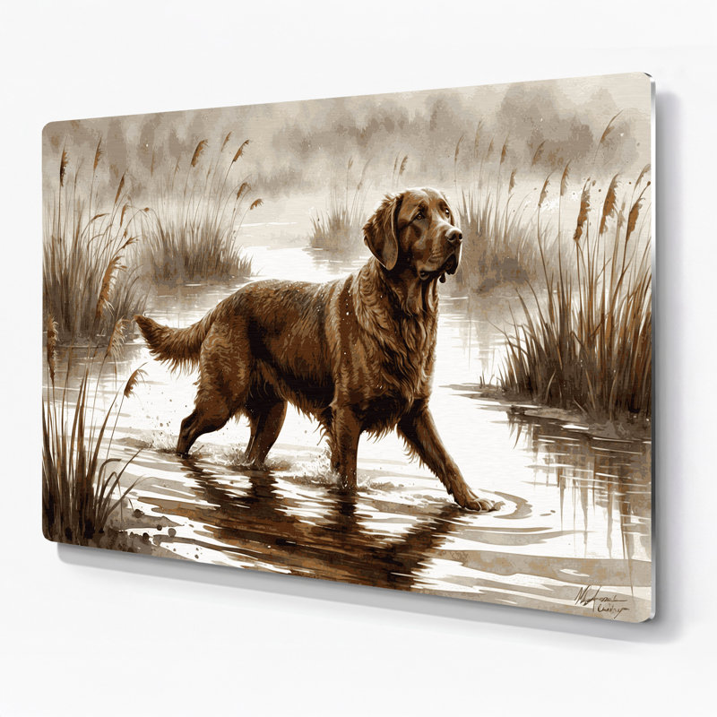 Chiens, art mural gris Chesapeake Bay Retriever, H 12 po x l 18 po