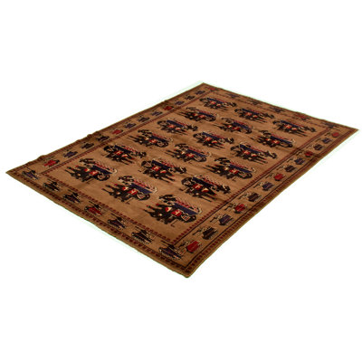 Tapis unique en laine noué à la main noir et brun 6 pi 5 po x 9 pi 5 po années 2010 Seeber