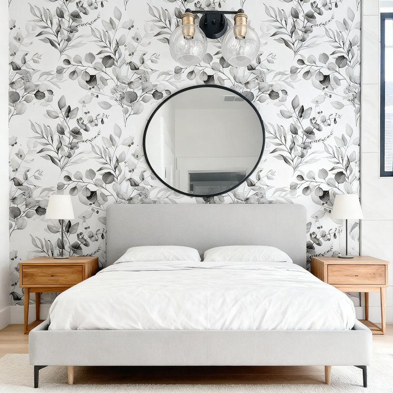Papier peint auto-adhésif avec feuille d'eucalyptus - finition mate texturée, imperméable et repositionnable, installation facile pour les murs et la décoration intérieure