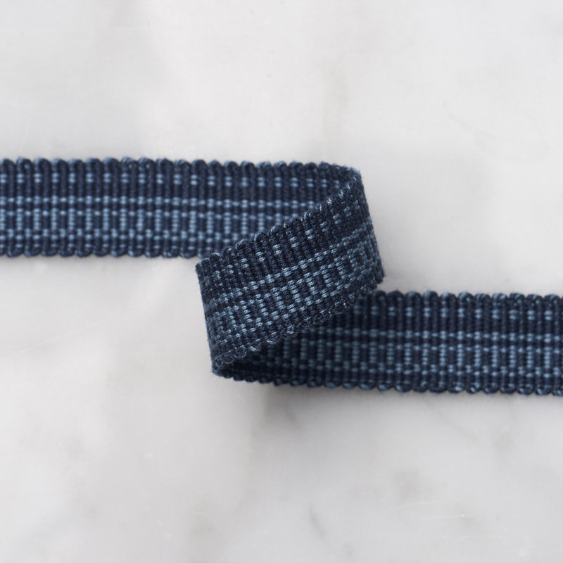 Schumacher x Patterson Flynn Cotton Strie Tape Narrow, Indigo