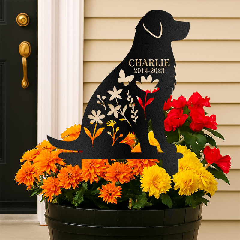 Chien - décorations en métal personnalisées, monogramme de lettre fendue en métal, cadeau de décorations personnalisées, enseigne de chalet d'extérieur