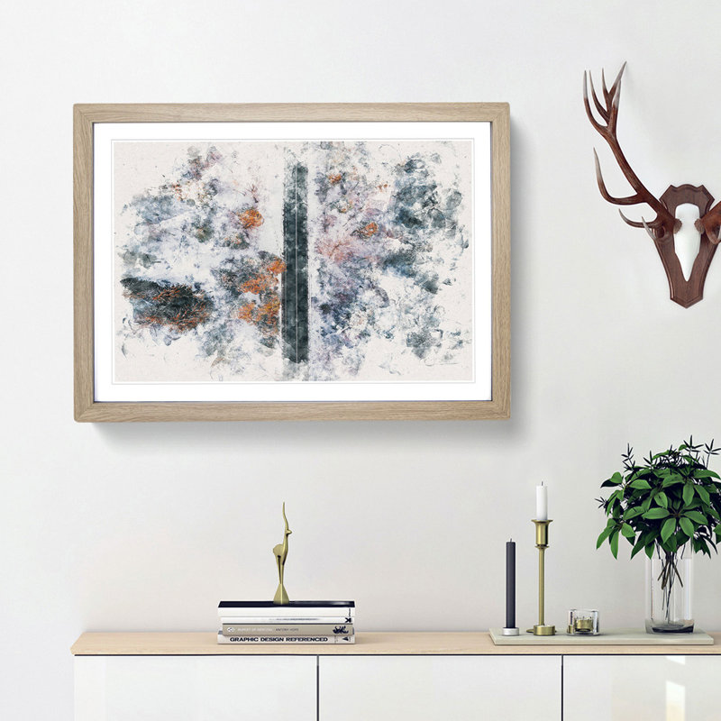 Dividing The Forest - Picture Frame Painting, 36cm H x 48cm W x 2cm D, Oak Framed