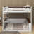 Queen Size Wooden Bunk Bed With Built-In Shelves, LED Light And USB Charging Station-1960743251