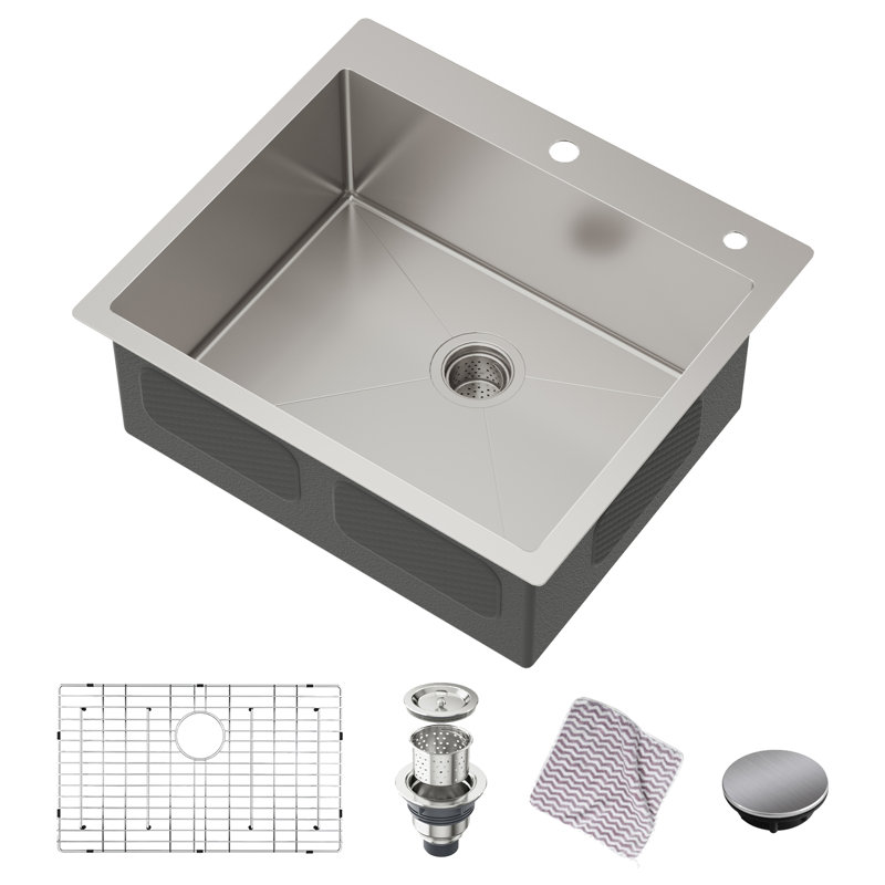 Évier de cuisine encastré 25 po x 22 po R10 SUS304