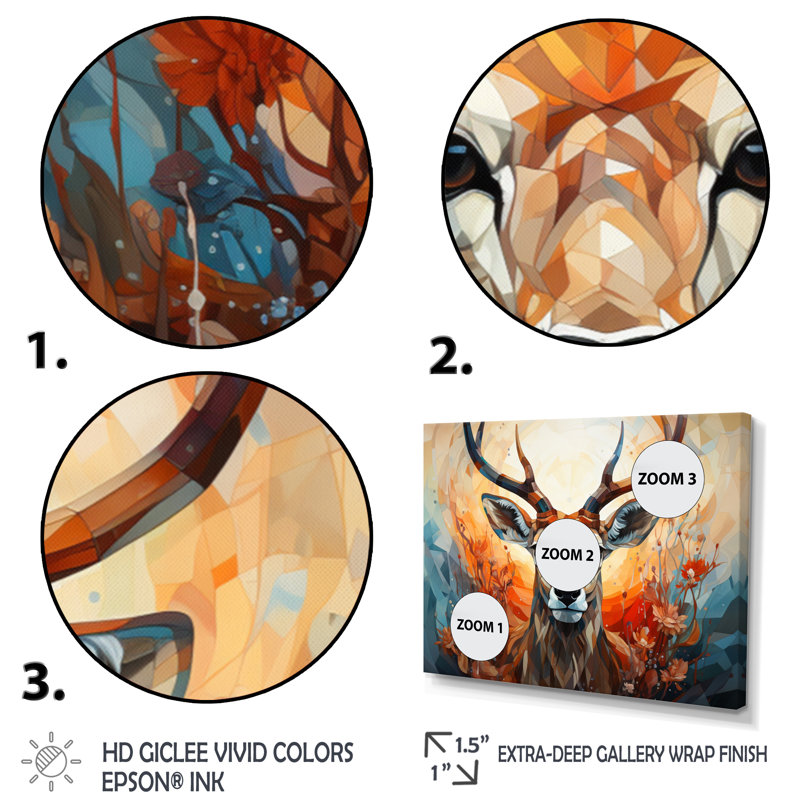«Barde Geometric Antelope II», reproduction d'art sur toile, H 30 po x l 40 po x P 1,5 po, Cadre photo noir