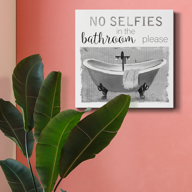 Neutral Selfies Bath - Reproduction d'art textuel sur toile tendue, H 16 po x l 16 po x P 1 po
