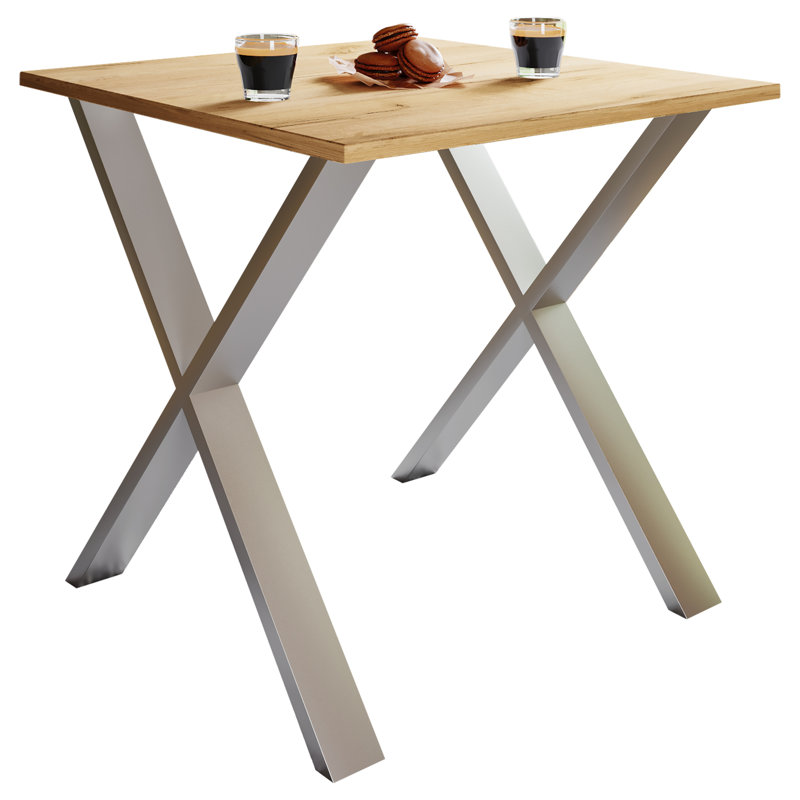 Alwilda Rectangular Dining Table with Steel Base, 76cm H x 80cm W x 50cm D, Brown, Browning