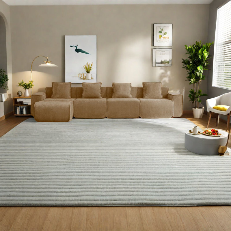 Modulaires spacieux en forme de L en velours, design moderne, sans assemblage, parfait pour les réceptions en famille