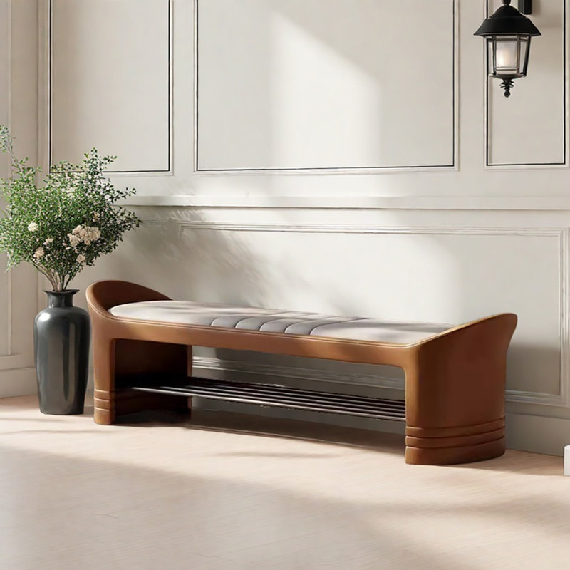 Banc de rangement pour chaussures 55,1 po, Beige/Orange