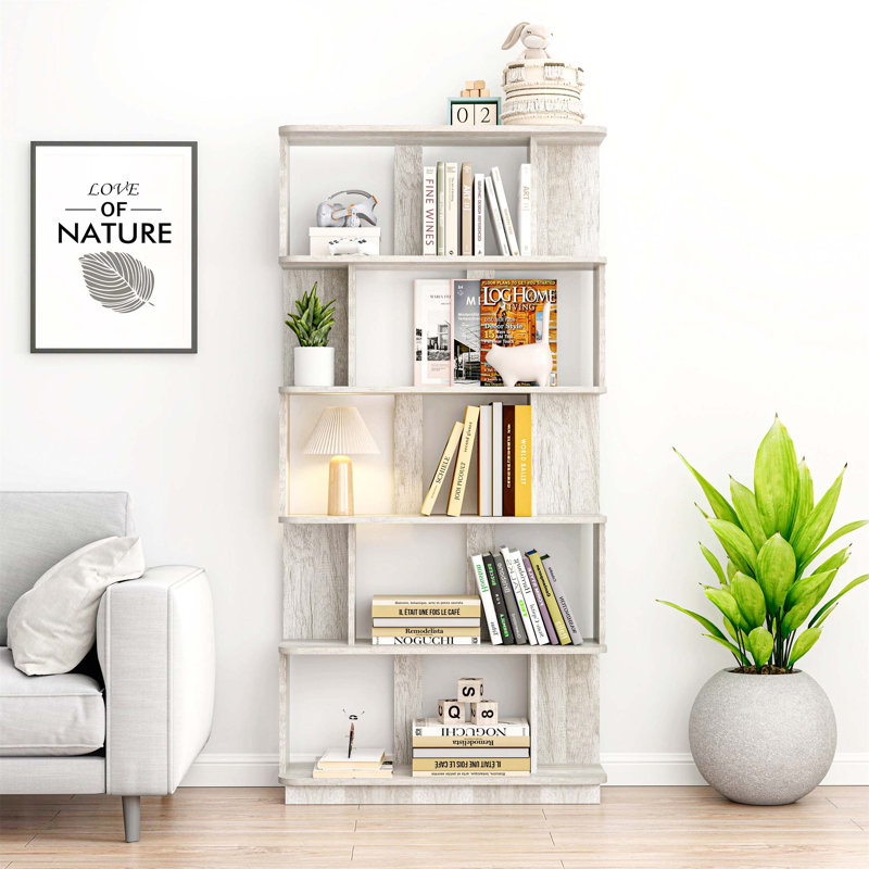 Modern 5-Tier Open Storage Bookcase with Spacious Shelves, Durable MDF Wood, and Anti-Toppling Design for Home and Office