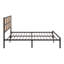 Grand lit plateforme en métal, bronze foncé et tête de lit en fausse canne enchanteur-173451036-173451037