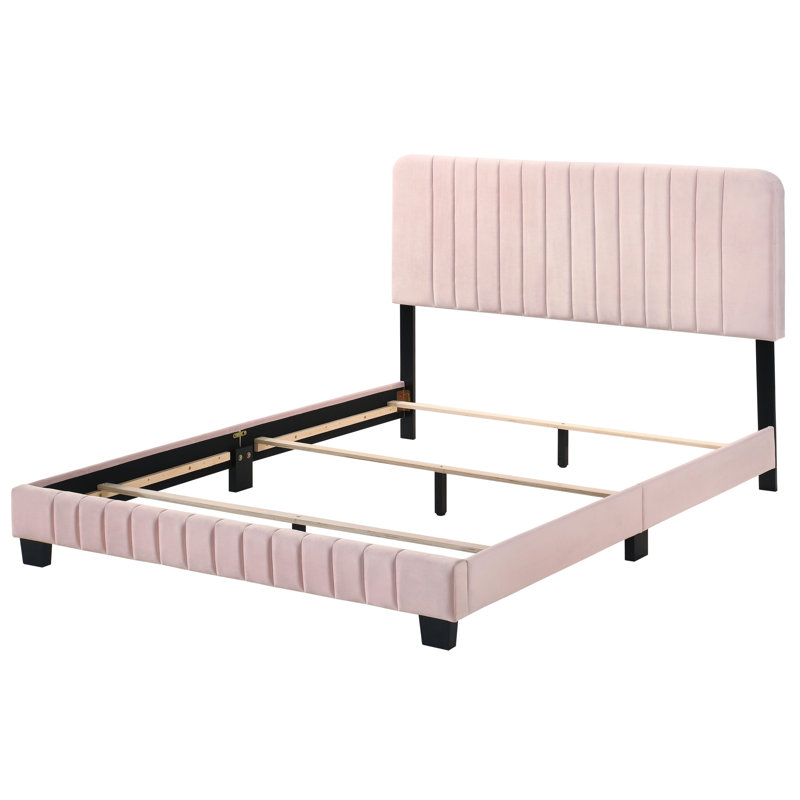 Anjelah Upholstered Standard Bed, Pink, Queen