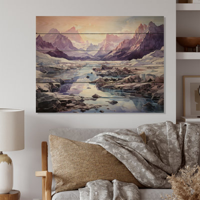 Impression glaciaire mauve glacier sur bois