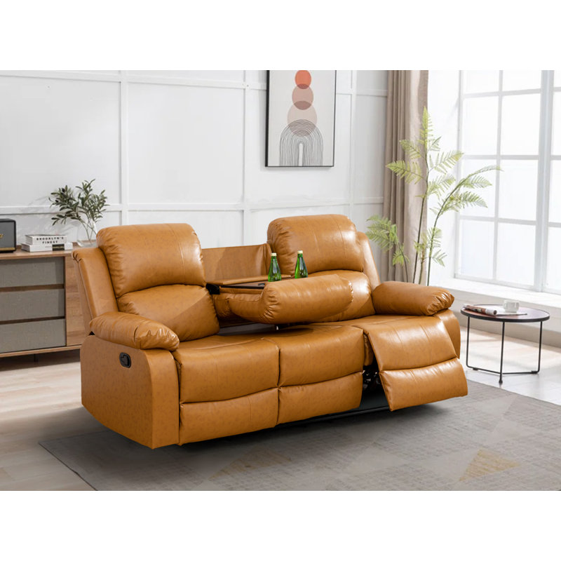 Lysi Faux Leather Recliner, Ginger Faux Leather