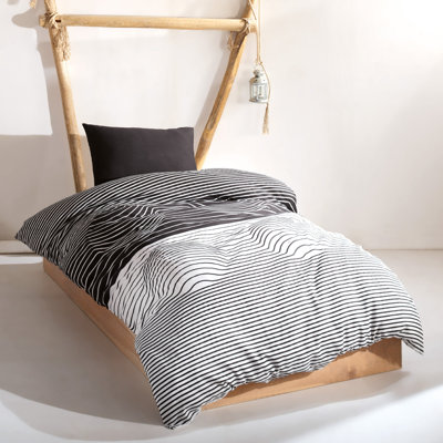Ensemble de housse de couette en mélange de coton noir / blanc 2 pièces Buren