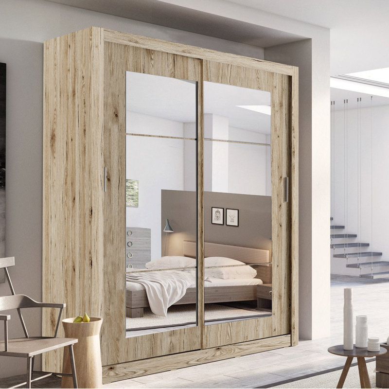 Gravelle 2 Door Manufactured Wood Wardrobe, Oak San Remo