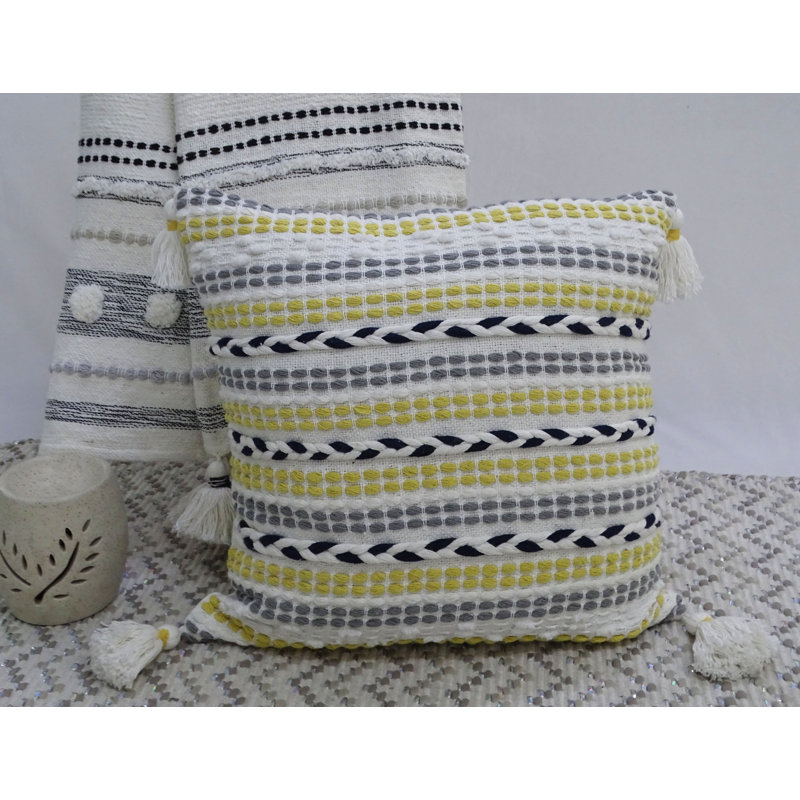 Tassels Cotton Blend Throw Pillow