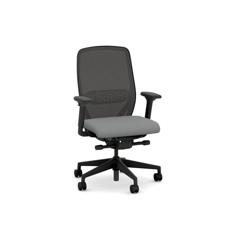 Chaise de bureau ergonomique HON Nucleus Mesh, inclinaison avancée, structure noire, gris, Gris, Noir
