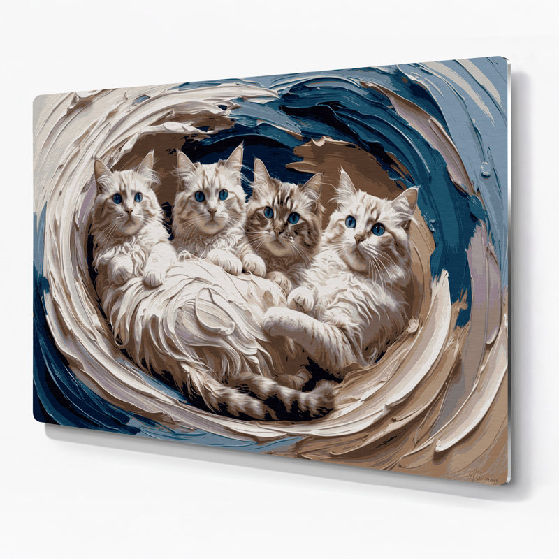 Cats Ragdoll, art mural en métal gris, H 11 po x l 14 po