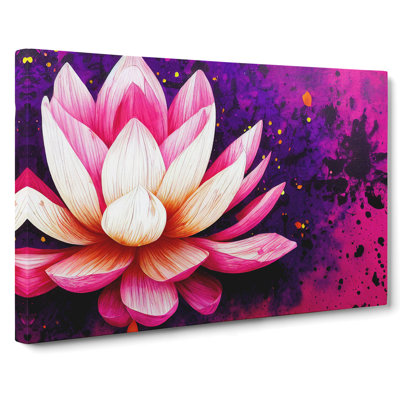 Lotus Flower Paint Splatter (3) - Wrapped Canvas
