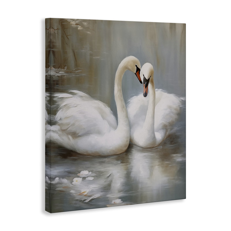 «Kissing Swans on Pond», conception par Arlington Prints, H 30 po x l 24 po