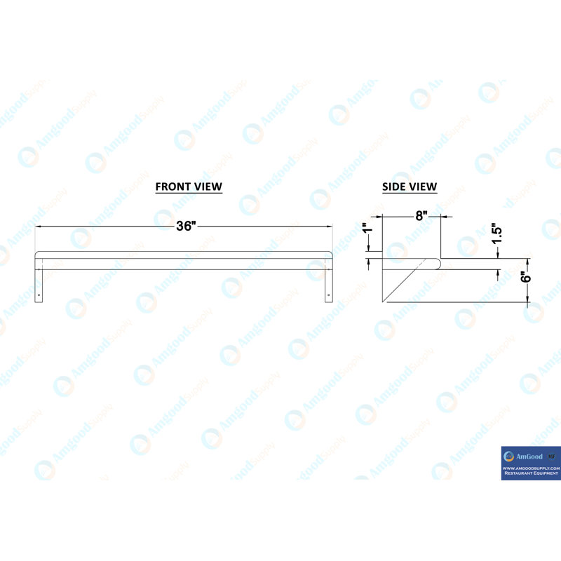 36-Inch Stainless Steel Wall Shelf with Brackets