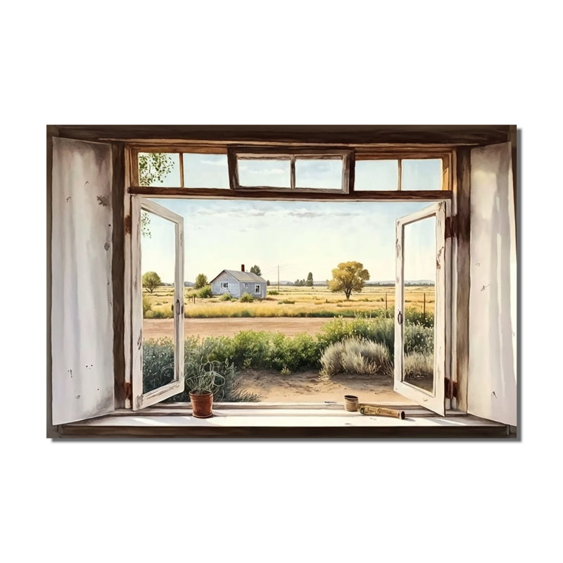 «Window to Landscape Views I» - Décoration murale paysage de ferme