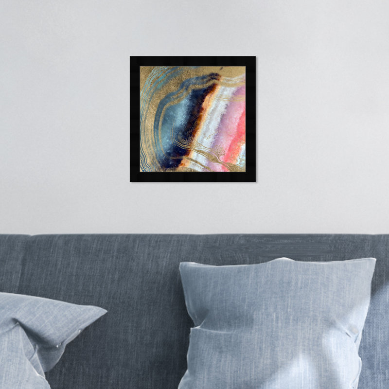 «Colorful Abstract Geode» par Oliver Gal - reproduction, Noir, L 14 po x H 14 po