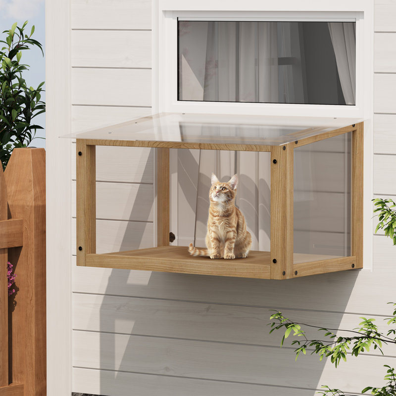 Boîte de rangement imperméable en bois pour chat avec fenêtre à suspendre simple de 24 à 35 pouces de largeur