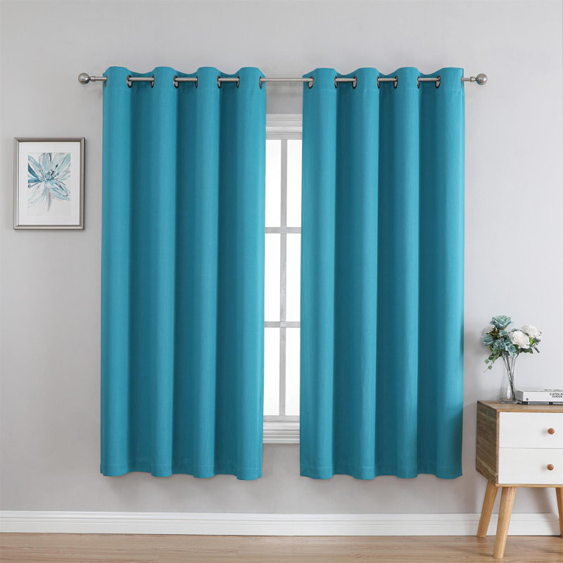 Embossed Blackout Curtain, 50" W x 63" L, Turquoise
