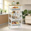 5-Tier Storage Trolley With Pull-Out Baskets, Kitchen Shelf With Wheels, Handle,  Golden Oak And Matte