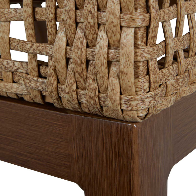 Canapé péninsule tissé - acajou / châtaignier, Lin Dove Sunbrella®, Acajou / châtaignier, Pas de passepoil + bourre standard