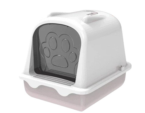 Gower Plastic Litter Box, White/Pink
