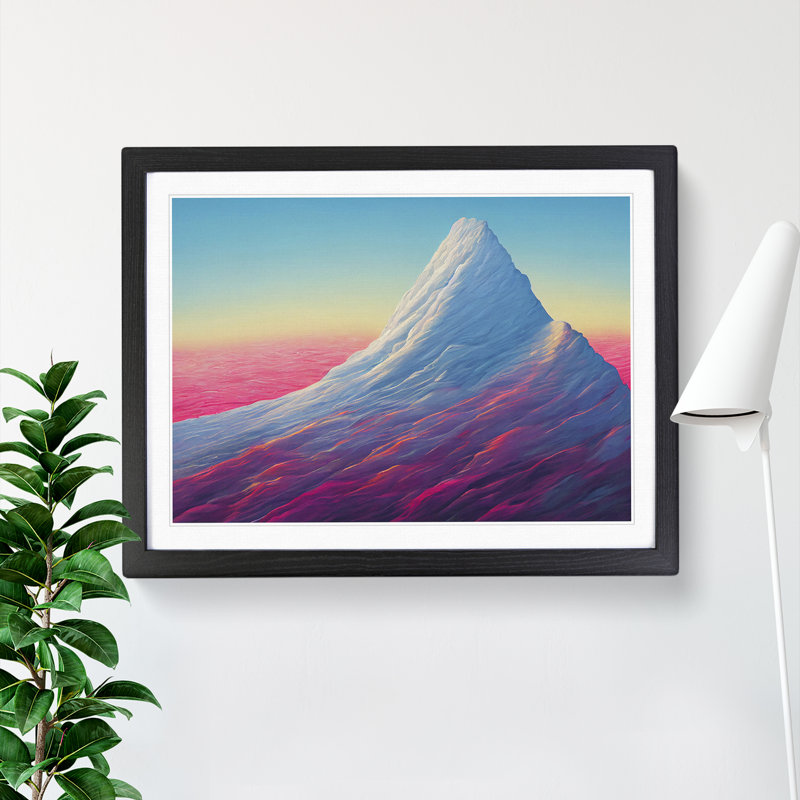 Illuminating Colourful Mountain - Single Picture Frame Print, 25cm H x 34cm W x 2cm D, Black