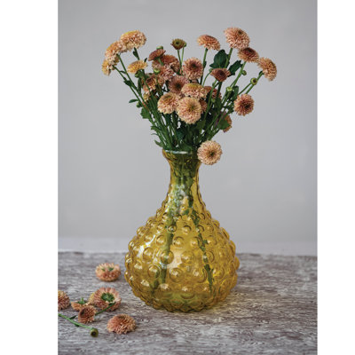 Amber Bubble Hand-Blown Glass Vase
