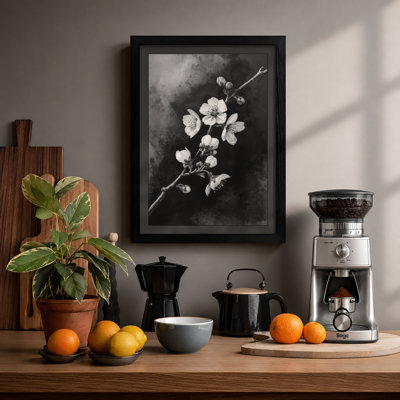 Moonlit Cherry Blossom Botanical - Framed Print