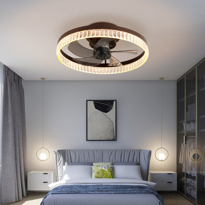 20" Brown Ceiling Fan With LED Light