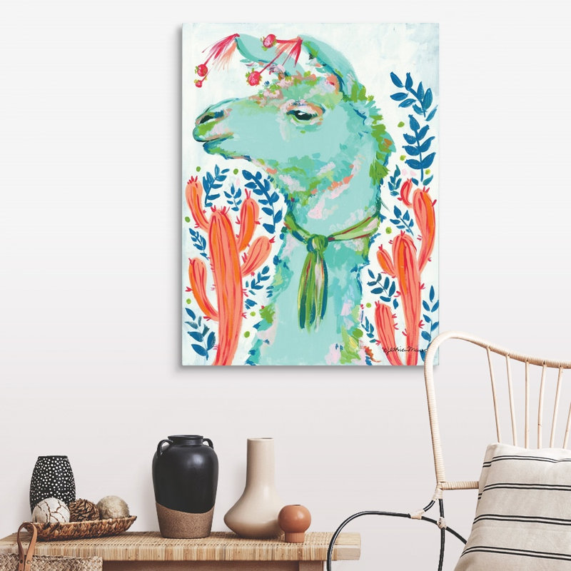 «Llama in the Desert» par Jessica Mingo - reproduction sur toile, H 40 po x l 30 po x P 1,25 po, Toile tendue