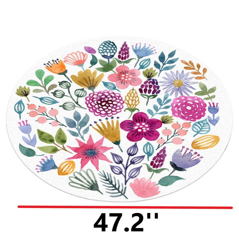 Noso Floral Indoor Rug, Round  3'11.2" x 3'11.2" 