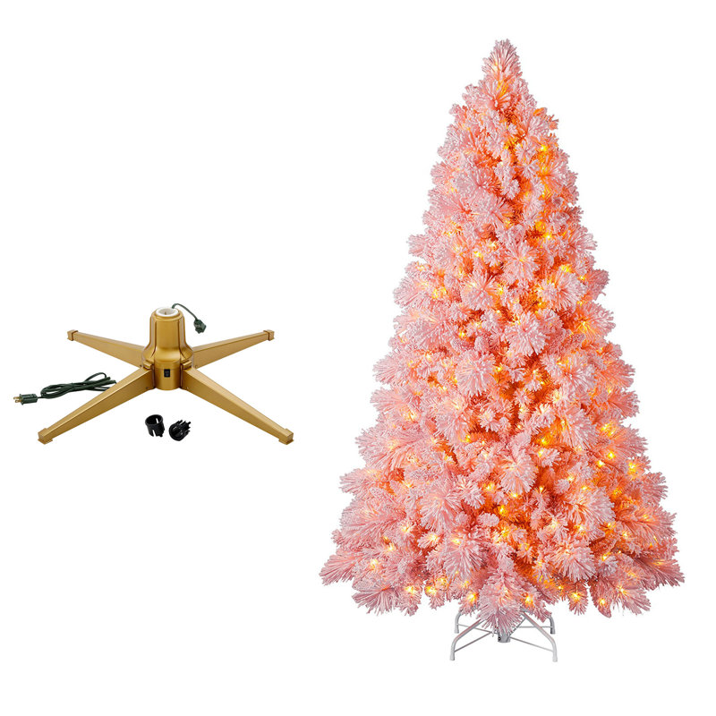 Latitude Run® Rotating Tree Stand Base w/Snowdrift 6.5' Pine Christmas Tree