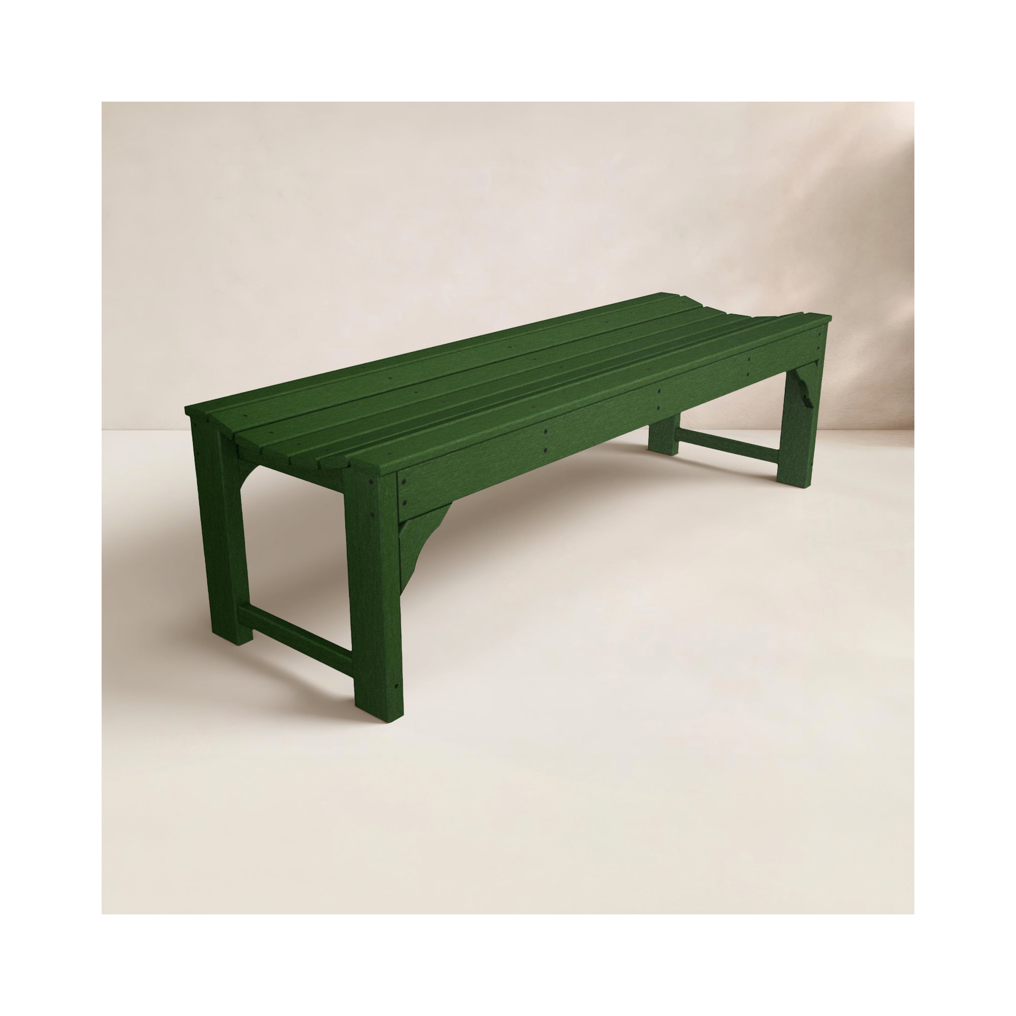 POLYWOOD Traditional Garden Backless Bench, Hunter Green, 60"