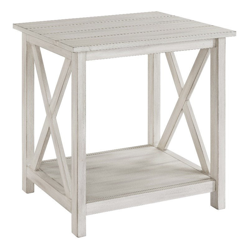 Table de bout en bois d'hévéa avec base en X Pembrely
