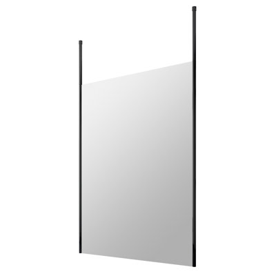 nuie 1400mm Matt Black Wetroom Screen 8mm Glass With Ceiling Poles