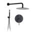 Douche murale, noir mat. Tête de pluie 10 po et portatif. Valve d'équilibrage. Support réglable. Joint à 360 °. Débit de 1,8 gal / min. Double tête. Compatible avec la plomberie américaine