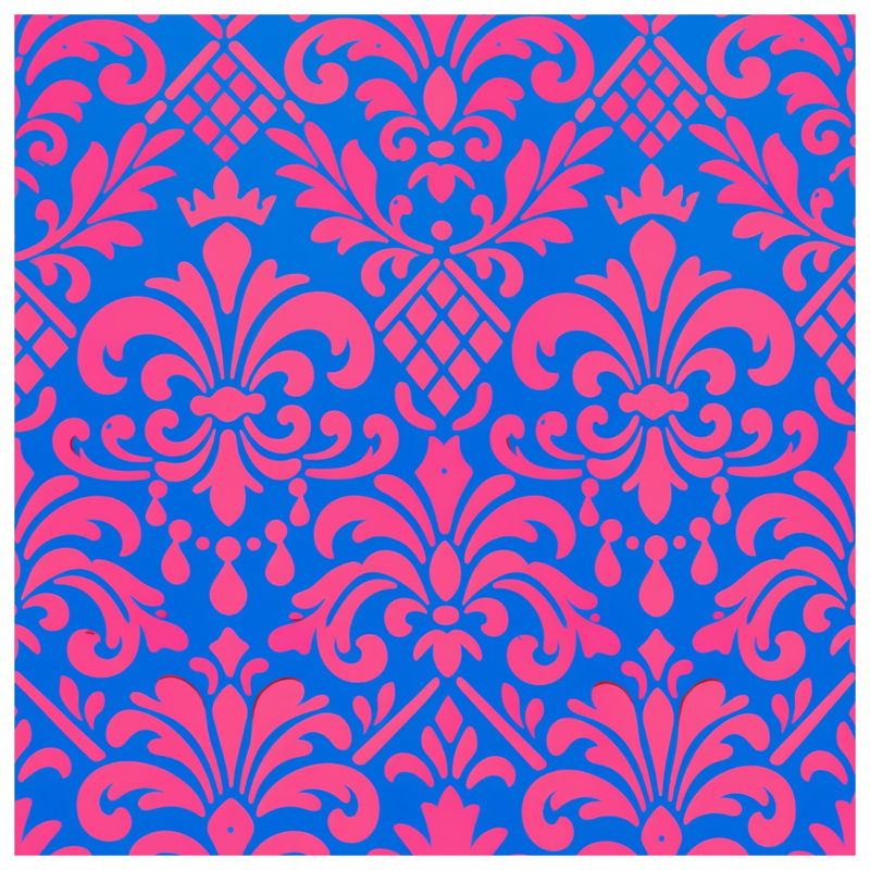 Rideau de douche rose et bleu damassé extra long, L 70 po x H 84 po