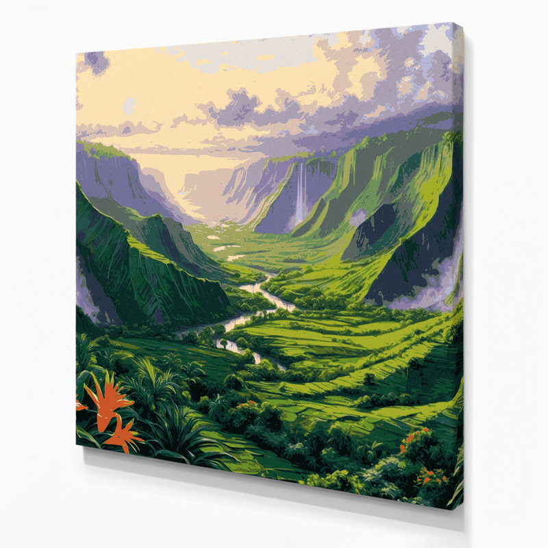 «Hawaiian Valleyys», art mural sur toile verte, H 8 po x l 8 po