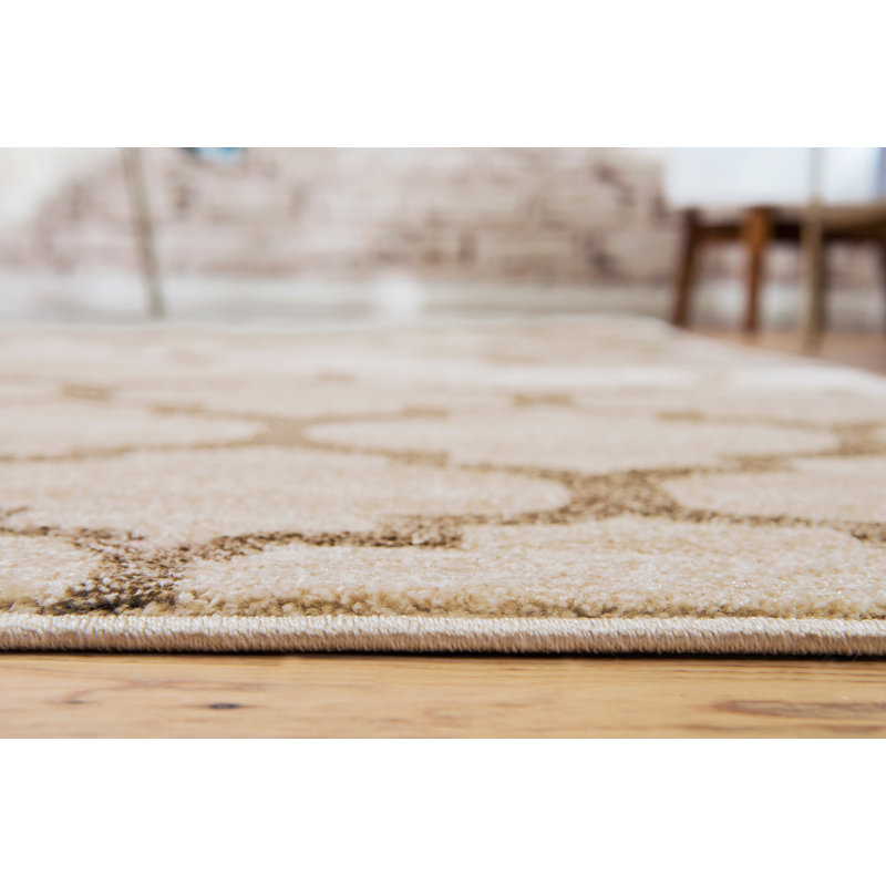 Tapis beige / brun clair Molly Geomertric, Rectangle 4 pi 1 po x 6 pi 1 po