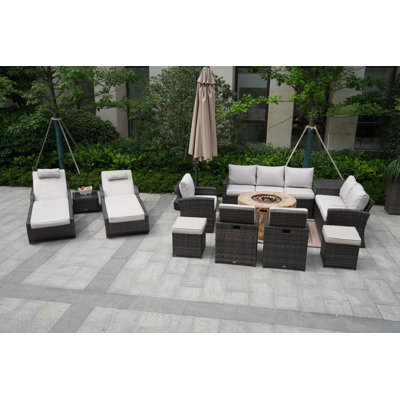 Almanza 12 - Person Patio Conversation Set with Cushions